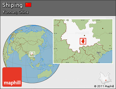 Savanna Style Location Map of Shiping, highlighted parent region