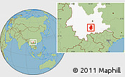 Savanna Style Location Map of Shiping, highlighted parent region