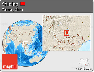 Shaded Relief Location Map of Shiping
