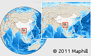 Shaded Relief Location Map of Shiping, highlighted country, highlighted parent region, within the entire country