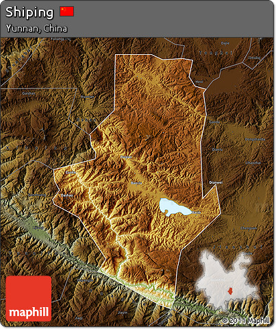 Physical Map of Shiping, darken