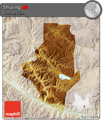 Physical Map of Shiping, lighten