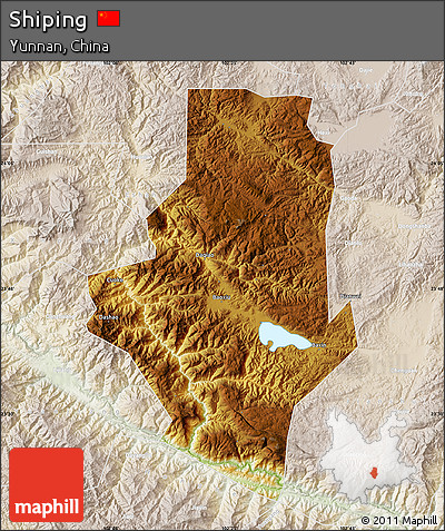 Physical Map of Shiping, lighten