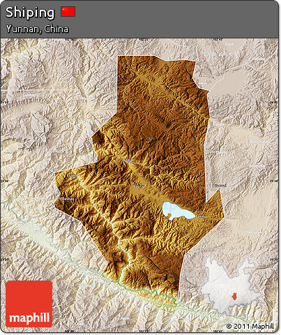 Physical Map of Shiping, lighten