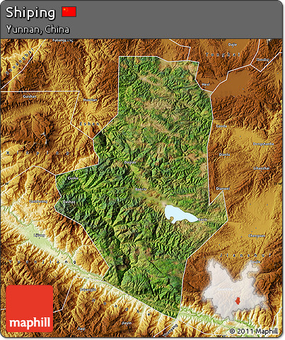 Satellite Map of Shiping, physical outside