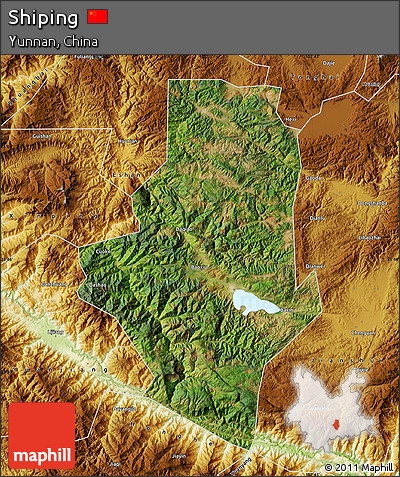 Satellite Map of Shiping, physical outside