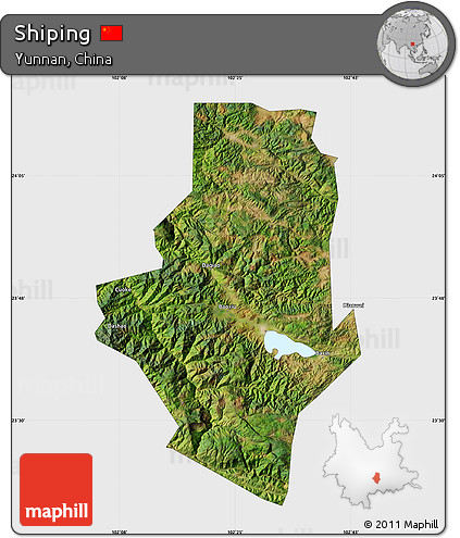 Satellite Map of Shiping, single color outside
