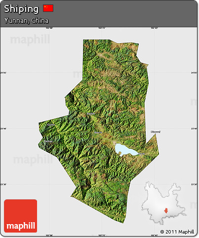 Satellite Map of Shiping, single color outside