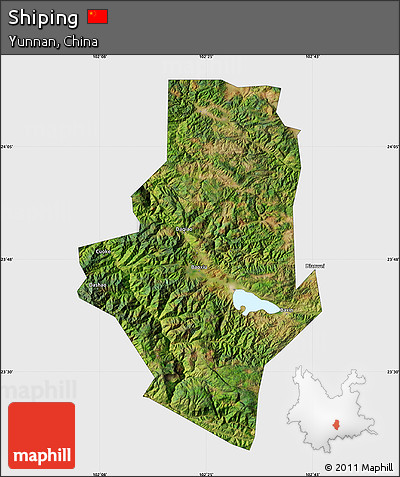 Satellite Map of Shiping, single color outside
