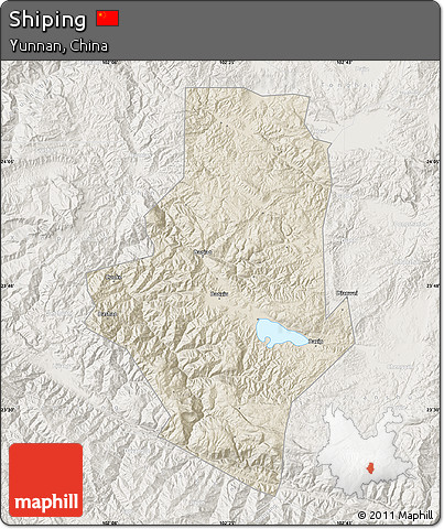 Shaded Relief Map of Shiping, lighten