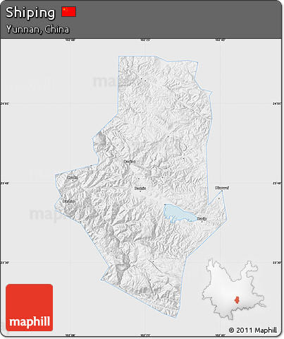 Silver Style Map of Shiping, single color outside