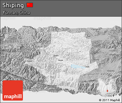 Gray Panoramic Map of Shiping