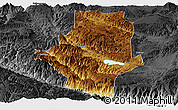 Physical Panoramic Map of Shiping, darken, desaturated