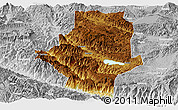 Physical Panoramic Map of Shiping, lighten, desaturated