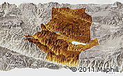 Physical Panoramic Map of Shiping, lighten, semi-desaturated