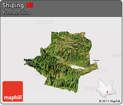 Satellite Panoramic Map of Shiping, cropped outside