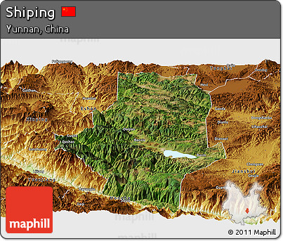 Satellite Panoramic Map of Shiping, physical outside