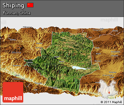 Satellite Panoramic Map of Shiping, physical outside