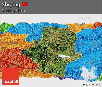 Satellite Panoramic Map of Shiping, political outside