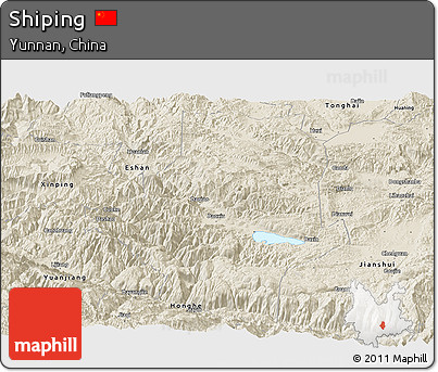 Shaded Relief Panoramic Map of Shiping