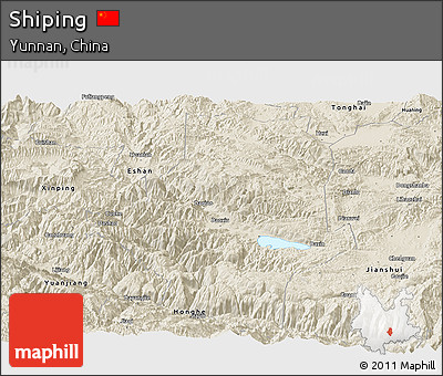 Shaded Relief Panoramic Map of Shiping