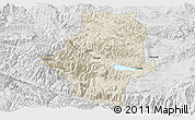 Shaded Relief Panoramic Map of Shiping, lighten, desaturated