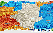 Shaded Relief Panoramic Map of Shiping, political outside