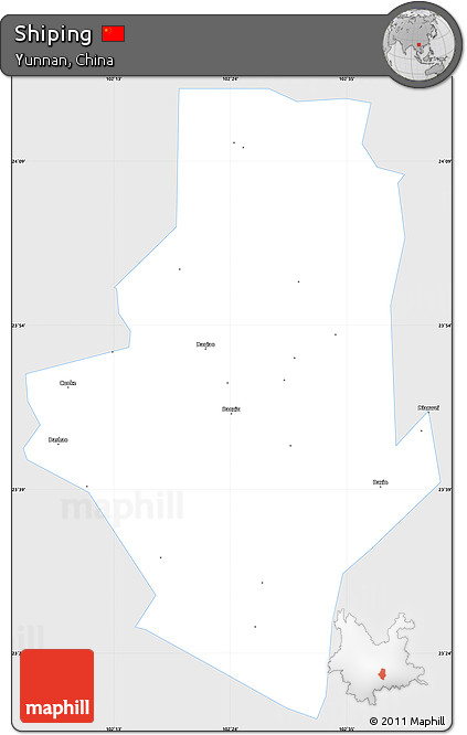 Silver Style Simple Map of Shiping, single color outside