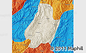 Shaded Relief Map of Shuangjiang, political outside