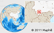 Shaded Relief Location Map of Simao, highlighted country