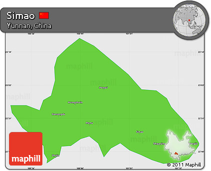 Political Simple Map of Simao, single color outside
