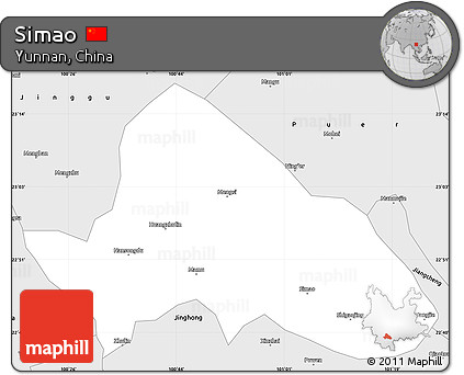 Silver Style Simple Map of Simao