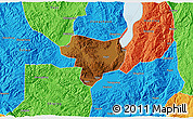 Physical 3D Map of Tonghai, political outside