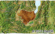 Physical 3D Map of Tonghai, satellite outside