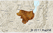 Physical 3D Map of Tonghai, shaded relief outside