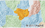 Political 3D Map of Tonghai, lighten