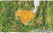 Political 3D Map of Tonghai, satellite outside
