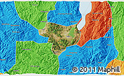 Satellite 3D Map of Tonghai, political outside