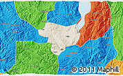 Shaded Relief 3D Map of Tonghai, political outside