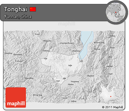 Silver Style 3D Map of Tonghai