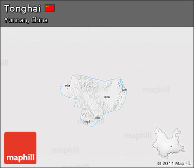 Silver Style 3D Map of Tonghai, single color outside