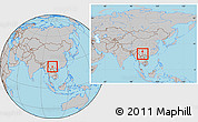 Gray Location Map of Tonghai, within the entire country