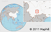 Gray Location Map of Tonghai, highlighted country