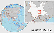 Gray Location Map of Tonghai, highlighted parent region