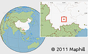 Savanna Style Location Map of Tonghai, highlighted country