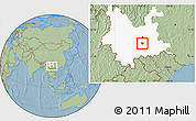 Savanna Style Location Map of Tonghai, highlighted parent region, hill shading