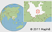 Savanna Style Location Map of Tonghai, highlighted parent region