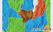 Physical Map of Tonghai, political outside