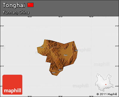Physical Map of Tonghai, single color outside