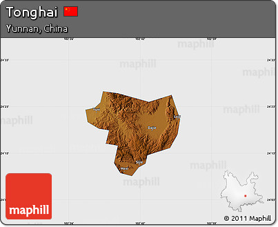 Physical Map of Tonghai, single color outside